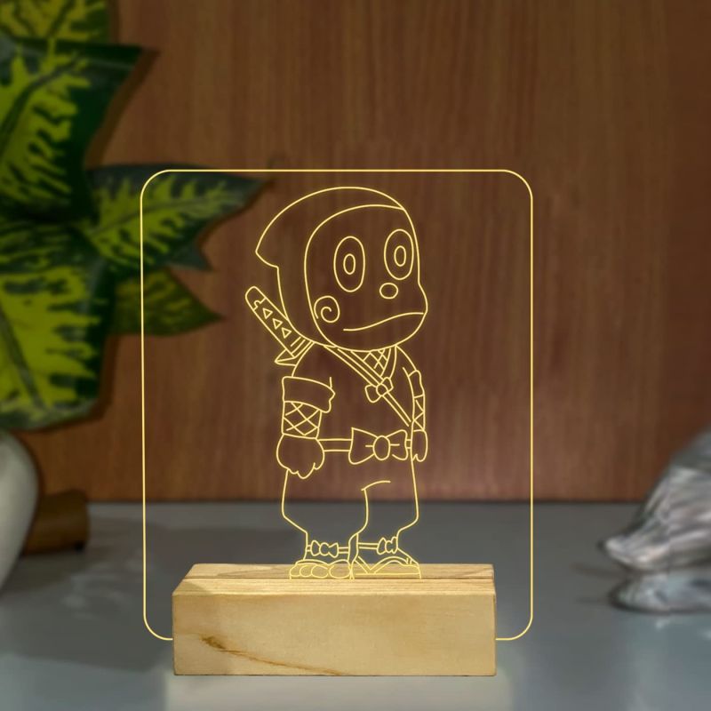 3D Illusion Ninjahathori456 Cartoon Night lamp (Warm White Light)